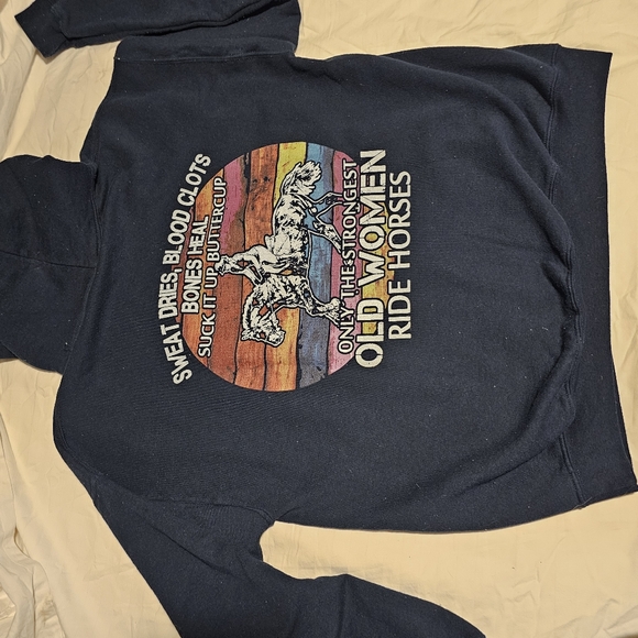 Only the strongest old women ride horses hoodie sweatshirt Equestrian L - Picture 5 of 6
